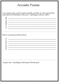 acrostic poems worksheet