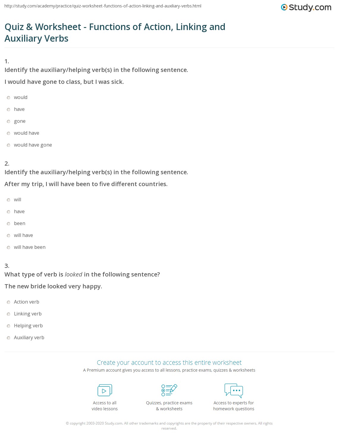 action and linking verb worksheet middle school