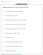 Linking Verbs Worksheets
