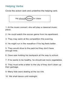 Helping Verbs Worksheet - Identify the Action and Helping Verb ...
