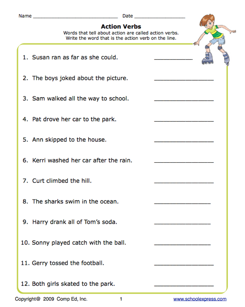 School Express Action Verbs Worksheet | Education World