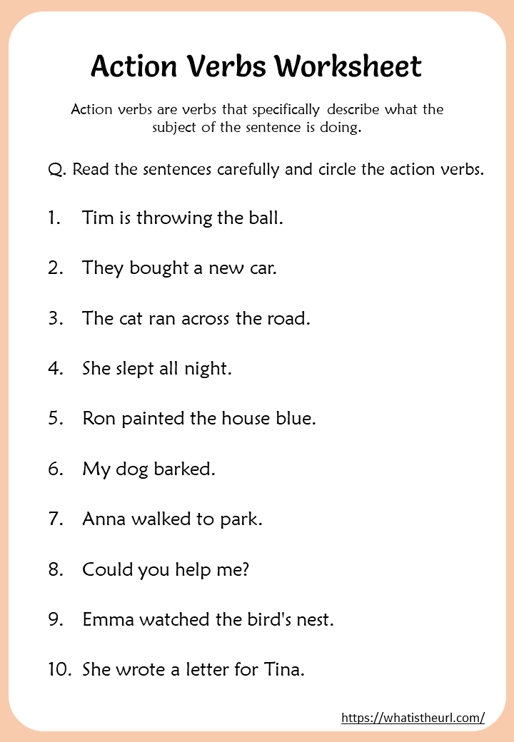 action verbs worksheet pdf