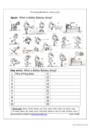 610 Action words English ESL worksheets pdf &  doc