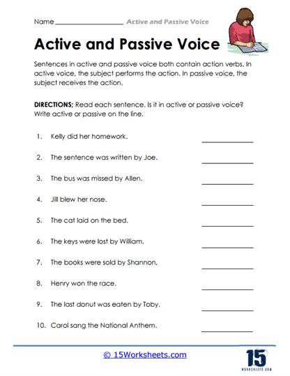 active and passive verb worksheet