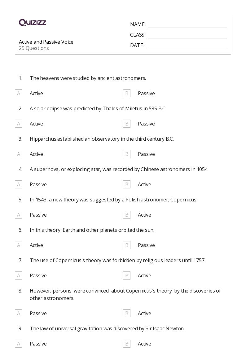 active and passive voice worksheet for 8th grade