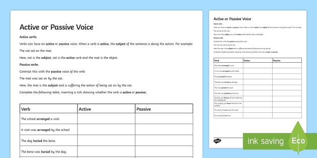 active and passive voice worksheet high school