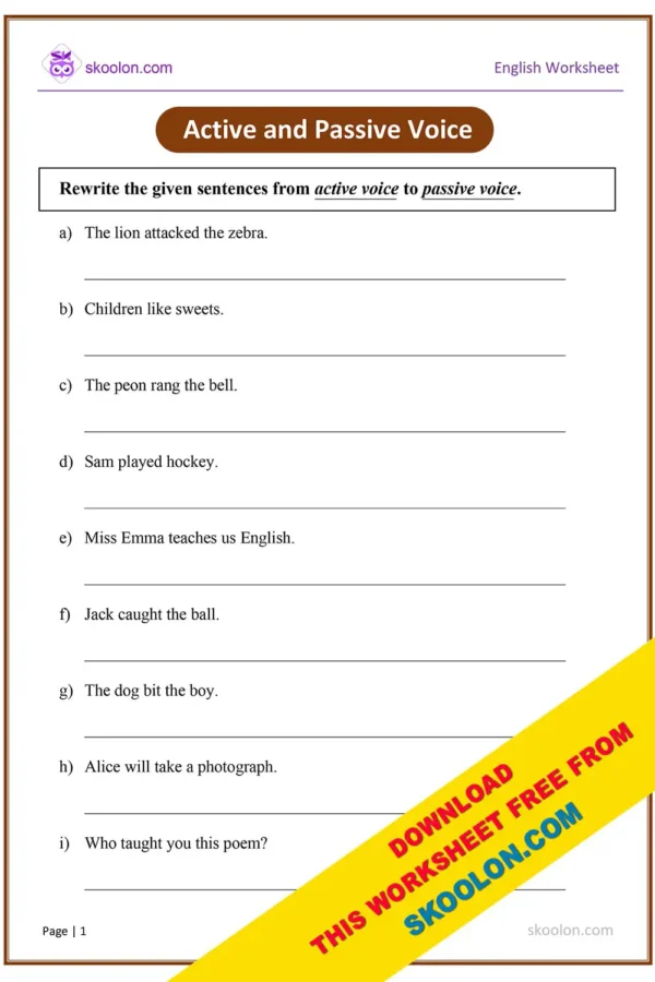 active and passive voice worksheet pdf