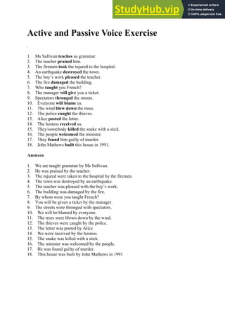 active and passive voice worksheet pdf