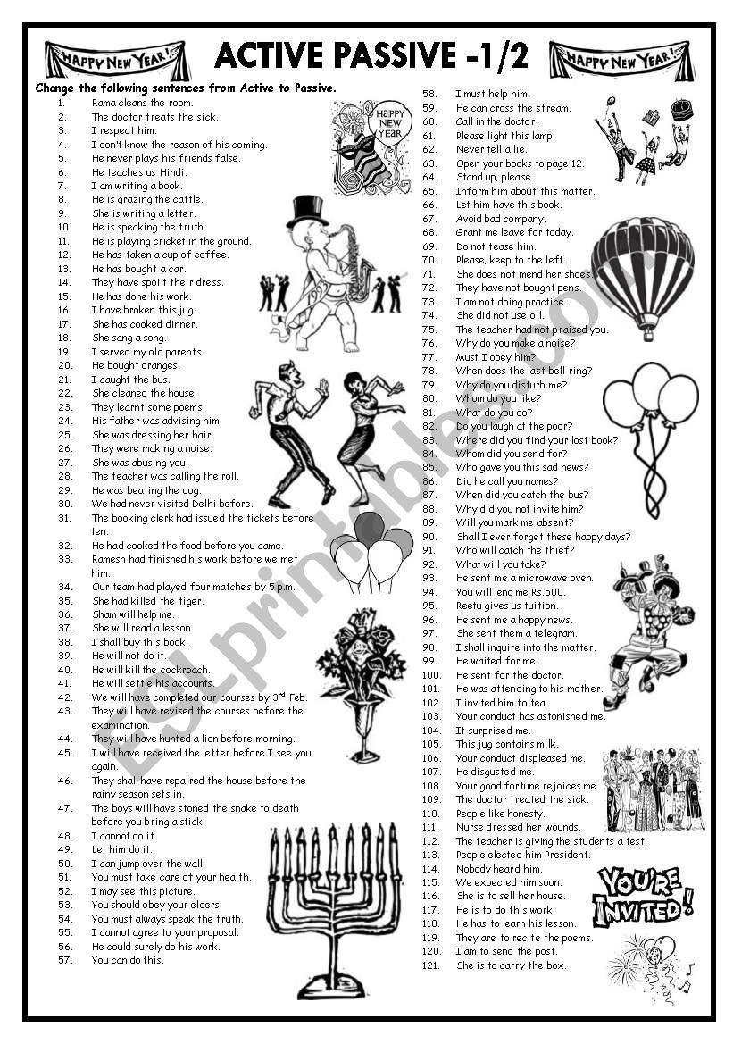 active and passive voice worksheet pdf