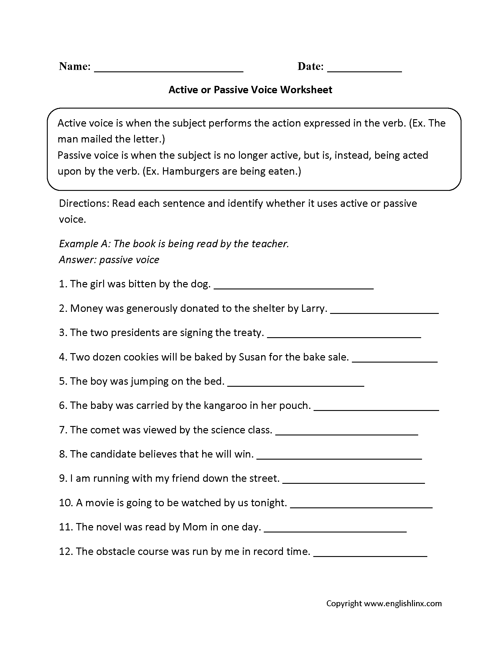 worksheets library | Active and Passive Voice Worksheets