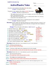 active and passive voice worksheet with answers pdf