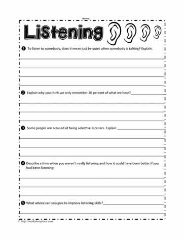 Listening Skills Worksheet Worksheets