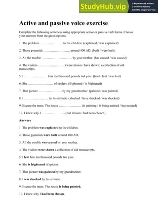 active passive voice worksheet answers