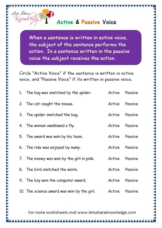 active passive voice worksheet answers