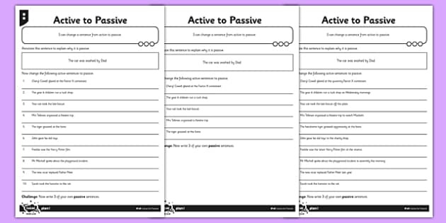 active passive voice worksheet