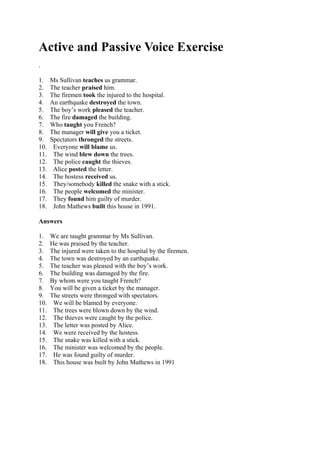 active passive voice worksheet