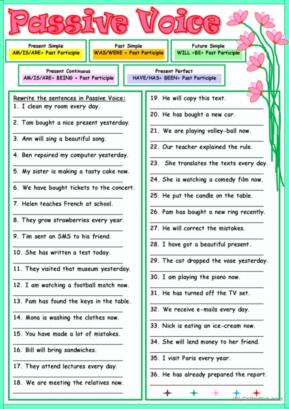 623 Passive voice or active voice English ESL worksheets pdf…