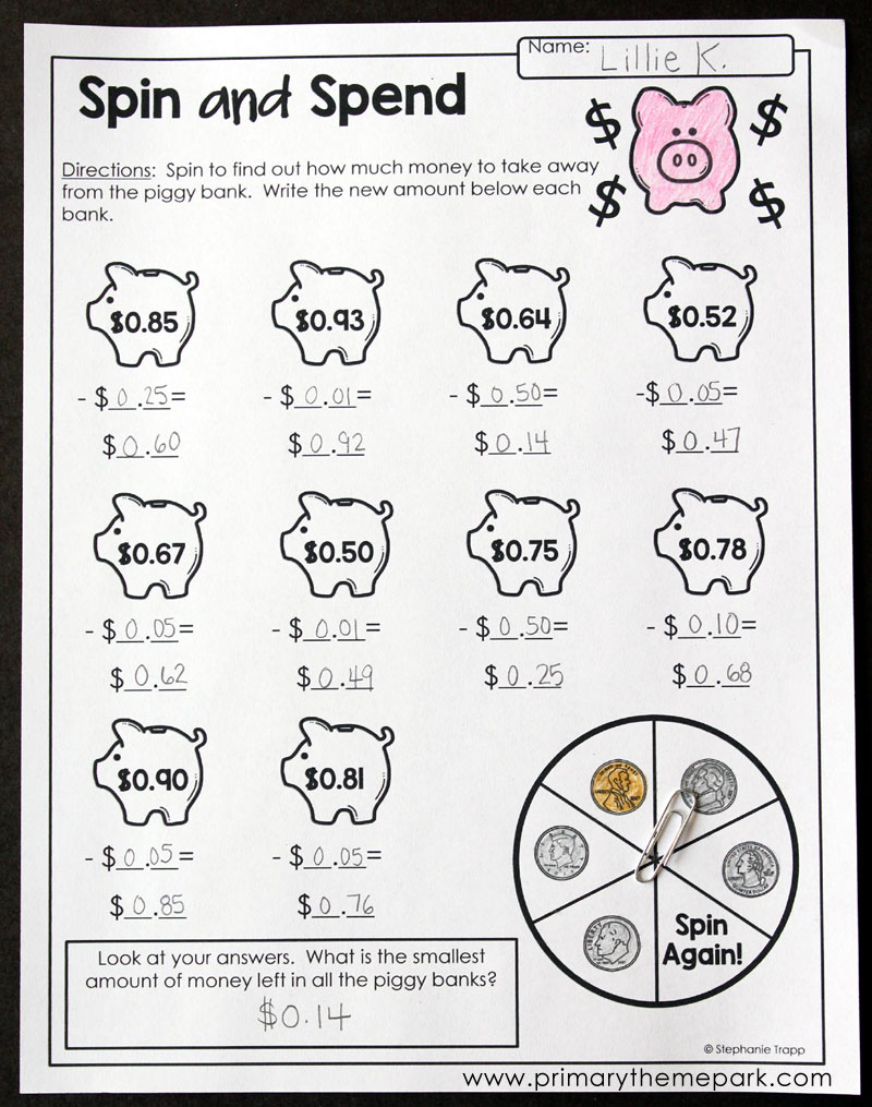 Money Activities for Second Grade - Primary Theme Park
