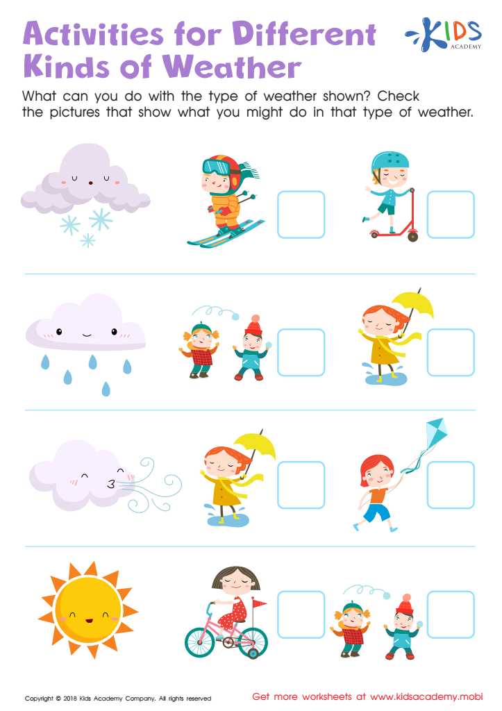 Activities for Different Kinds of Weather Worksheet: Free ...