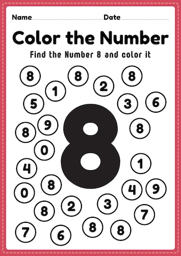 Premium Vector | Number worksheets for kindergarten number 8 ...