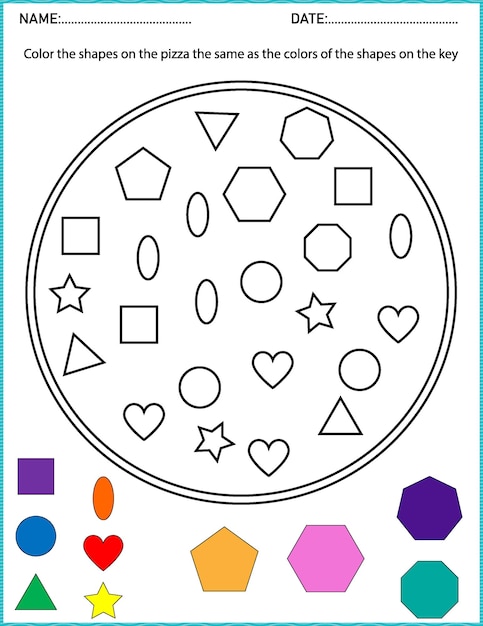 Premium Vector | Shape Pizza Coloring Activity Worksheet for ...