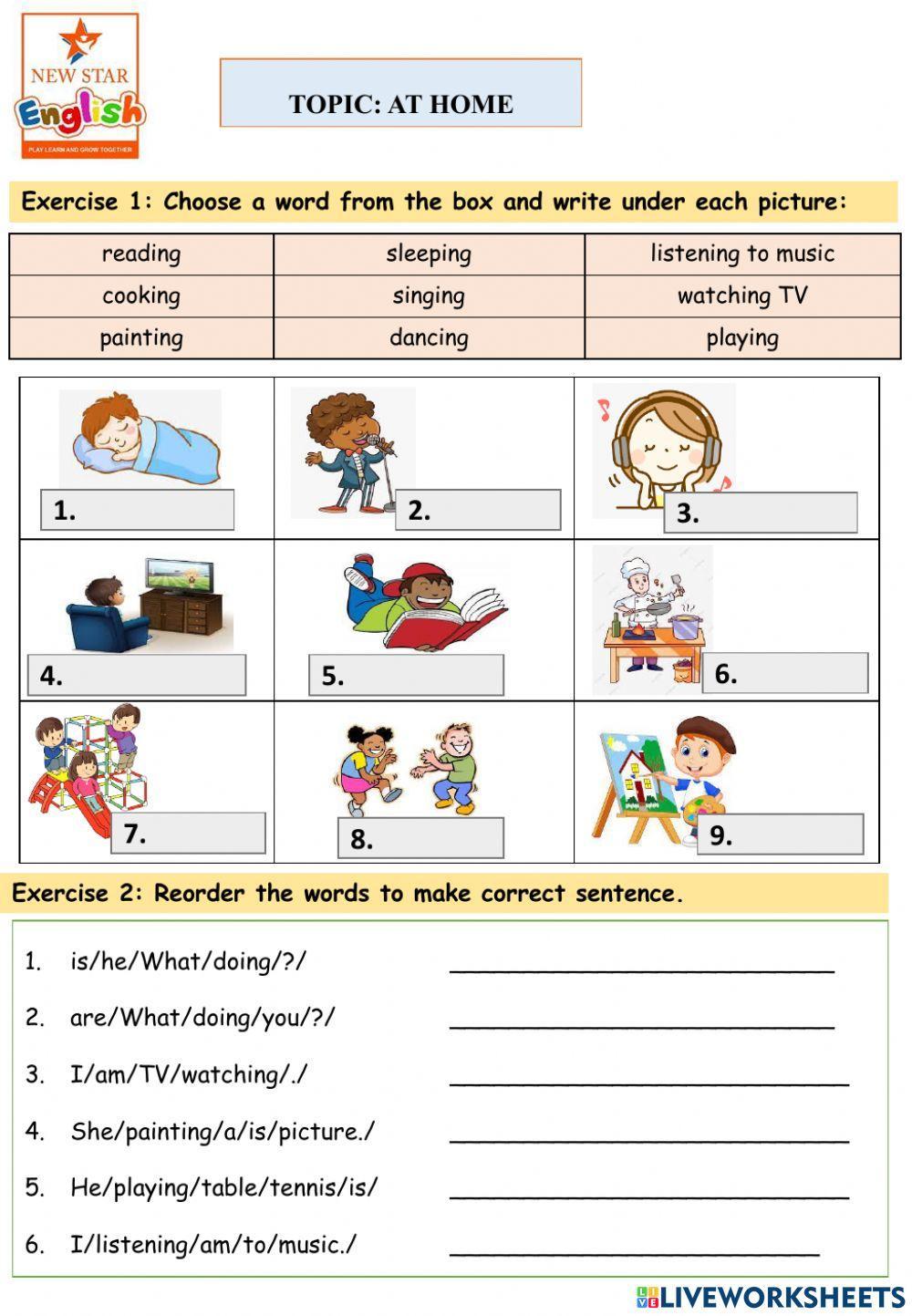 Activities at home exercise | Live Worksheets - Worksheets Library