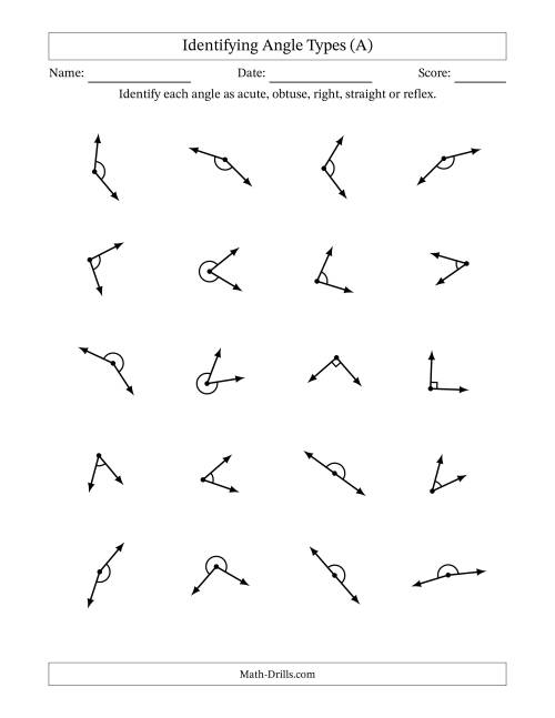 Identifying Acute, Obtuse, Right, Straight And Reflex Angles With ...
