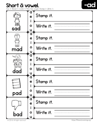 AD Word Family Review Worksheet  