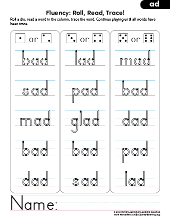 Ad phonics worksheets | Onset and Rime Activity