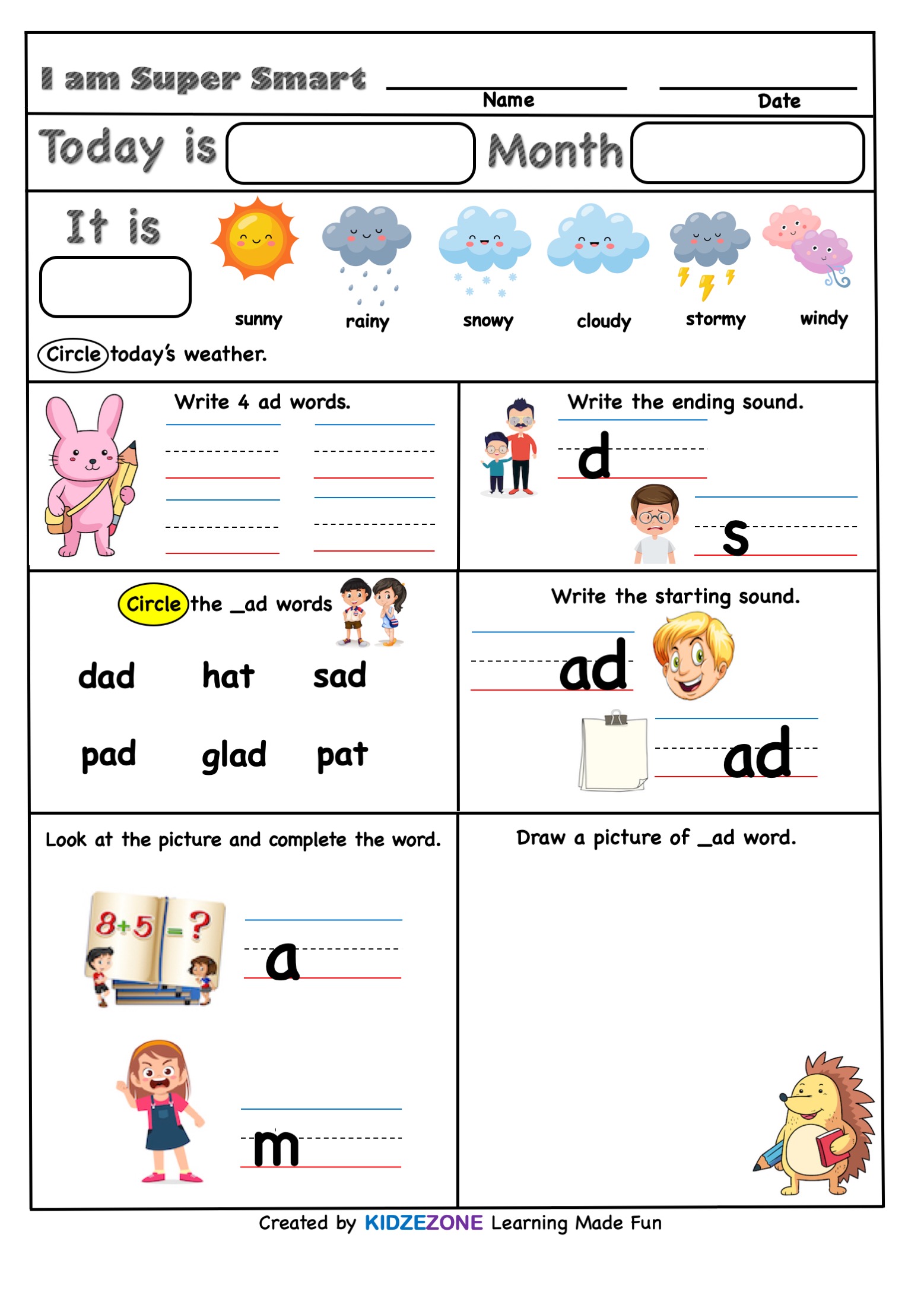 Word Families AD | Word families, Family worksheet, Word family ...