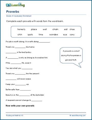 Proverbs worksheets | Worsheets library