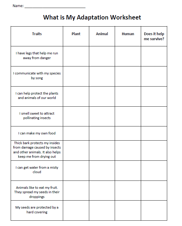 What Is My Adaptation? - Teachers (U.S. National Park Service)