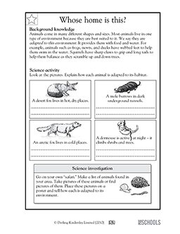 How animals adapt to habitat | 5th grade Science Worksheet ...