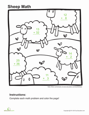 Add and Color: Sheep | Worksheet 