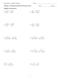 add and subtract rational expressions worksheet
