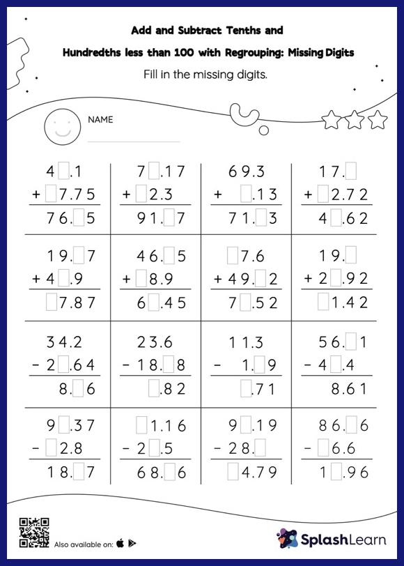 add decimals worksheet