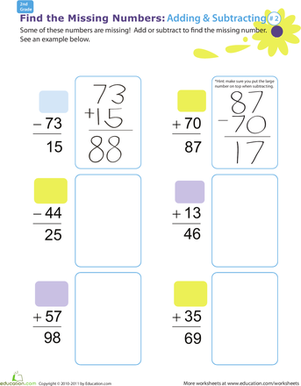 Find the Missing Numbers: Reverse Addition & Subtraction #2 ...
