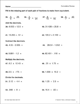 Equivalent Fractions &  Addition, Subtraction, Multiplication, and ...