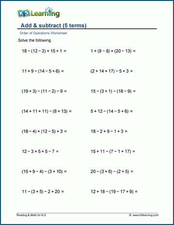 add subtract worksheet