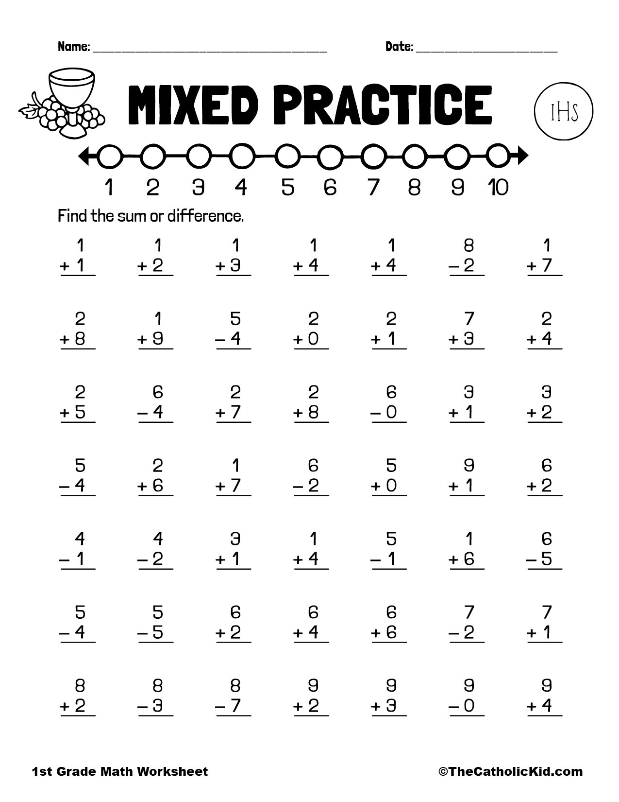 Addition &  Subtraction Practice - 1st Grade Math Worksheet ...
