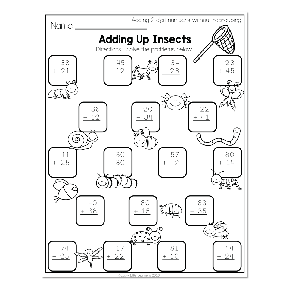 2nd Grade Math Worksheets - 2-Digit Addition Without Regrouping ...