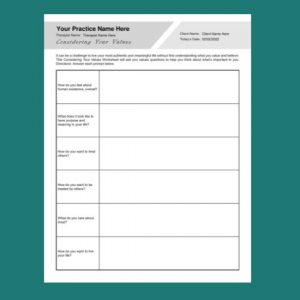 Existential Therapy Considering Your Values Worksheet PDF -