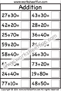 Addition - Add Tens / FREE Printable Worksheets - Worksheetfun