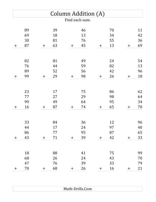Adding Four Two-Digit Numbers (A)