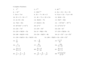 Complex Numbers Lesson Plans &  Worksheets :: 49 - 72