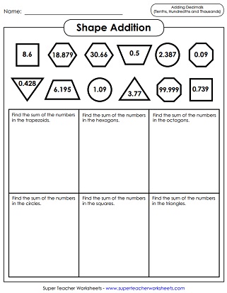 Decimal Addition and Subtraction - Free Worksheets