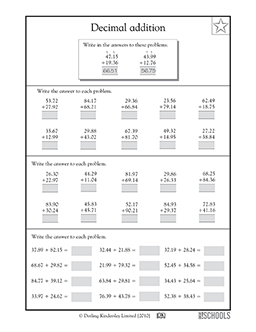 Adding decimals, 5th grade | 5th grade Math Worksheet | GreatSchools