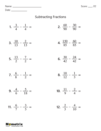 adding and subtracting fraction worksheet
