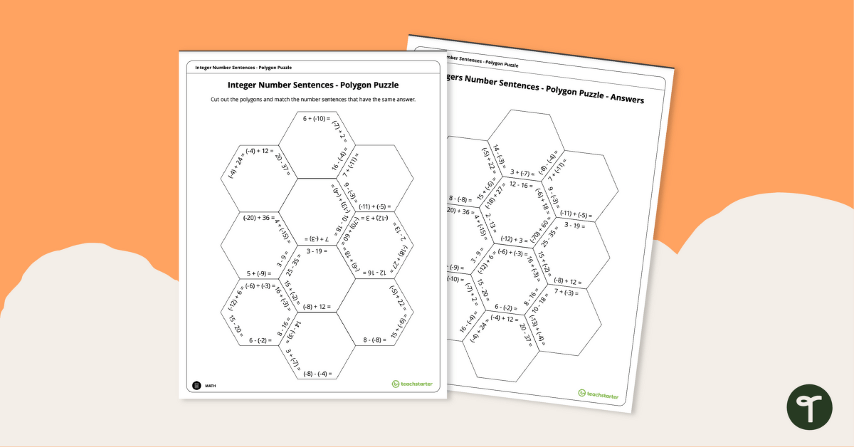 Adding and Subtracting Integers - Tarsia Puzzle | Teach Starter