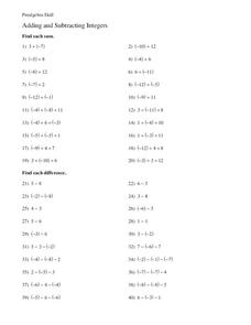 adding and subtracting integers worksheet